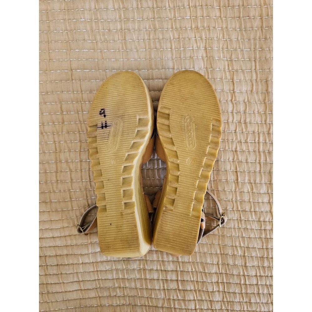 Cherokee of California Vintage 70s Tan Leather Platform Wedge Sandals Womens 7 - Picture 7 of 8